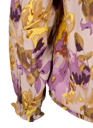 Zizzi Smockbluse med blomsterprint, Purple Flower, Packshot image number 3