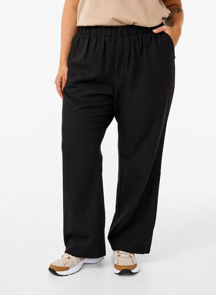 Zizzi Løse bukser med lommer, Black, Model image number 2