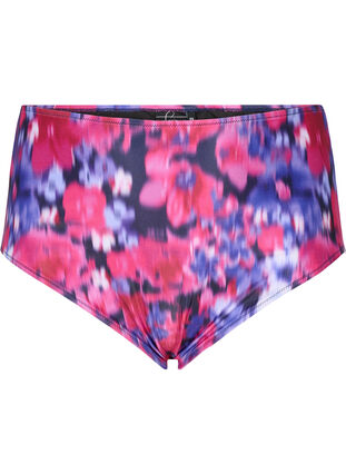Zizzi Bikini underdel med print og høj talje , Pink Flower AOP, Packshot image number 0