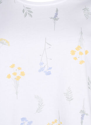Zizzi T-shirt i økologisk bomuld med blomsterprint, Bright W. AOP, Packshot image number 2