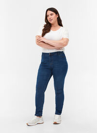 Super slim Amy jeans med høj talje, Blue d. washed, Model