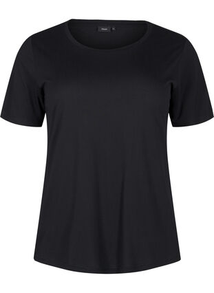 Zizzi T-shirt i uld og viskose, Black, Packshot image number 0