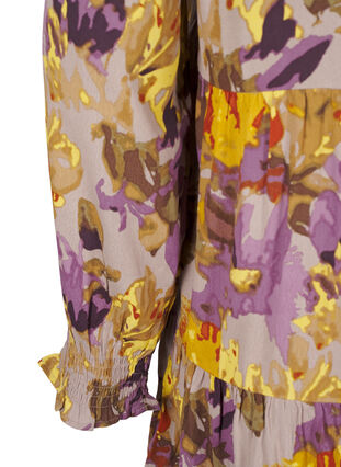 Zizzi Langærmet tunika med blomsterprint, Purple Flower, Packshot image number 3