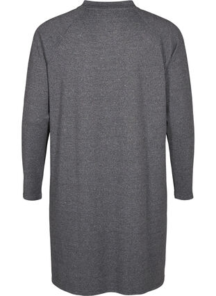 Zizzi Jersey kjole med knapper, Dark Grey Melange, Packshot image number 1