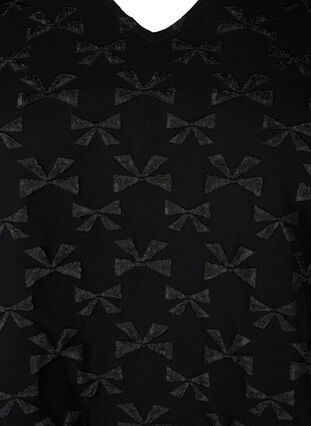 Zizzi Kortærmet jacquardbluse med sløjfer, Black W. Bow, Packshot image number 2