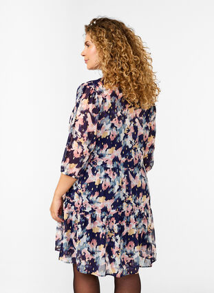 Zizzi Tunika med blomsterprint og lurex, Night Sky AOP Flower, Model image number 1