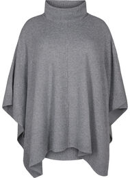 Poncho med høj hals, Medium Grey Melange