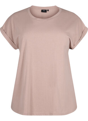 Zizzi Kortærmet t-shirt i bomuldsblanding, Desert Khaki, Packshot image number 0