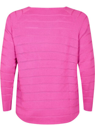 Zizzi Strikbluse med tone-i-tone striber, Rose Violet, Packshot image number 1