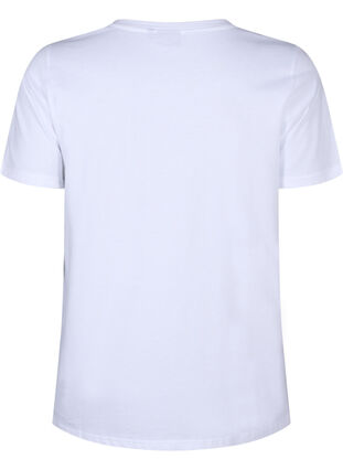 Zizzi Bomulds t-shirt med sløjfe, Bright Wh. W. Black , Packshot image number 1