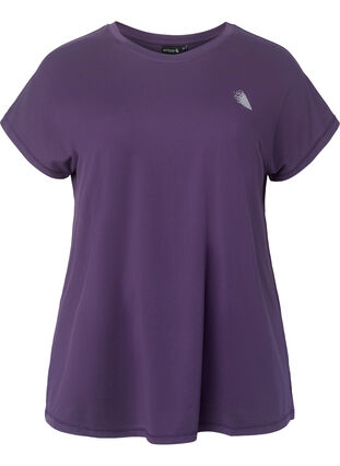Zizzi Kortærmet trænings t-shirt, Purple Plumeria, Packshot image number 0