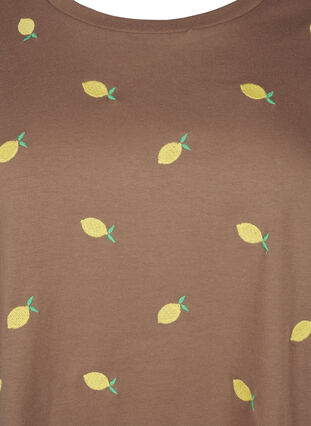 Zizzi T-shirt i økologisk bomuld med hjerter., Coca M. Lemon Emb., Packshot image number 2