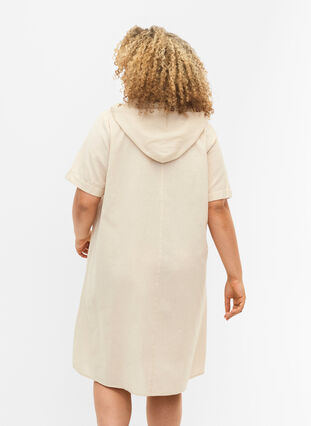 Zizzi Kortærmet kjole med hætte, Sandshell, Model image number 1