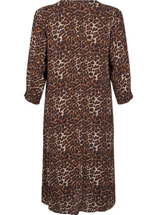 Zizzi Lang kjole med leopardprint og 3/4 ærmer, Leo AOP, Packshot image number 1