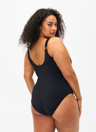 Zizzi Badedragt med wrap, Black, Model image number 1