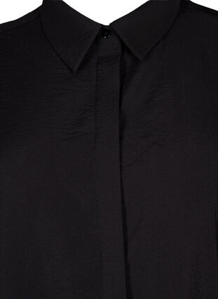 Zizzi Lang skjorte i viskose med korte ærmer, Black, Packshot image number 2