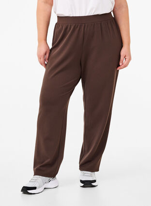 Zizzi FLASH - Bukser med straight fit, Chocolate Brown, Model image number 2