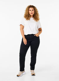 Slim fit Emily jeans med normal talje, Black, Model