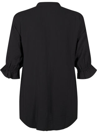 Zizzi Lang viskoseskjorte med blondedetalje, Black, Packshot image number 1