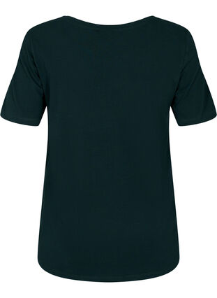 Zizzi Ensfarvet basis t-shirt i bomuld, Scarab, Packshot image number 1