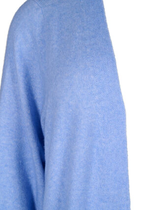 Zizzi Lang strikcardigan med lommer, Cornflower Blue Mel., Packshot image number 2