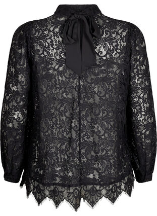 Zizzi Blonde bluse med sløjfedetalje, Black, Packshot image number 1