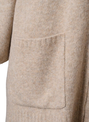 Zizzi Strikket cardigan med lynlås og lommer, Simply Taupe Mel., Packshot image number 2