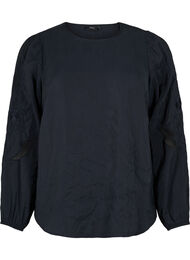 Bluse i TENCEL™ Modal med broderidetaljer, Black