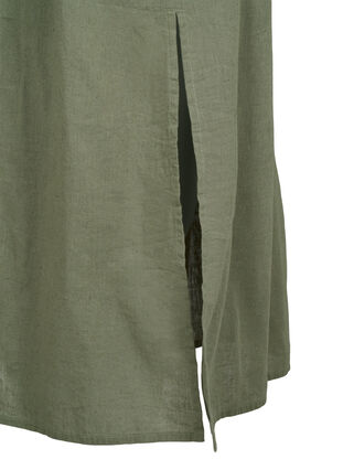 Zizzi Ærmeløs kjole i bomuldsmix med hør, Deep Lichen Green, Packshot image number 3