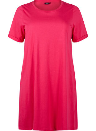 Zizzi T-shirt kjole i bomuld, Bright Rose, Packshot image number 0