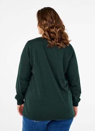 Zizzi Sweatshirt med blondedetalje, Scarab, Model image number 1