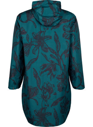 Zizzi Regnjakke med print, Deep Teal Black, Packshot image number 1