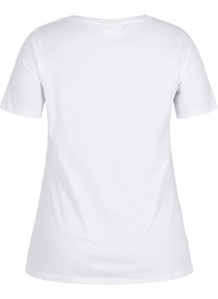 Zizzi Ensfarvet basis t-shirt i bomuld, Bright White, Packshot image number 1