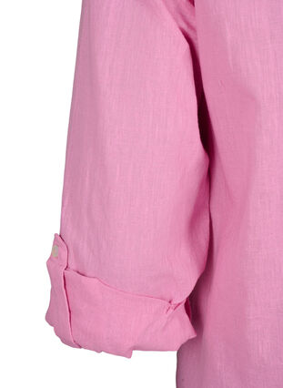 Zizzi Skjortebluse med knaplukning i bomuldsmix med hør, Rosebloom, Packshot image number 4