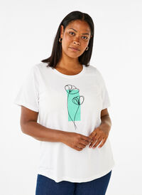 FLASH - T-shirt med motiv, Bright White Flower, Model