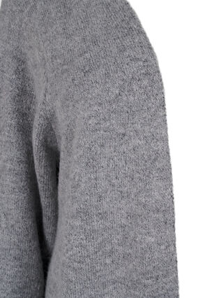 Zizzi Lang strik cardigan med lommer, Medium Grey Melange, Packshot image number 2