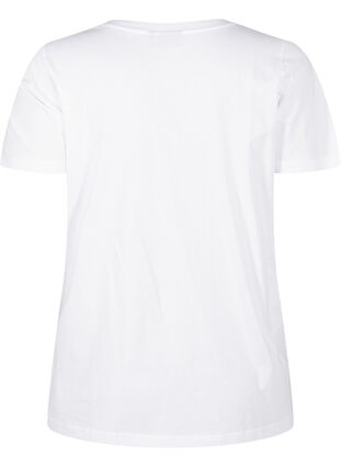 Zizzi T-shirt i bomuld med similisten, Bright White, Packshot image number 1