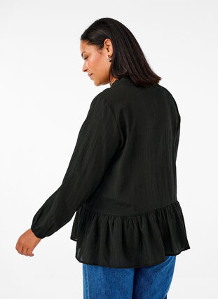 Zizzi Viskose bluse med peplum, Black, Model image number 1