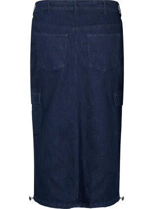 Zizzi Maxi denim nederdel, Dark Blue Denim, Packshot image number 1