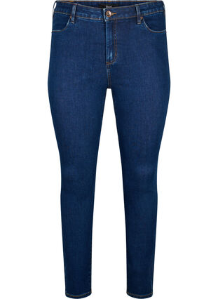 Zizzi Amy jeans med høj talje og super slim fit, Dark blue, Packshot image number 0