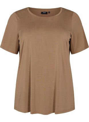 Zizzi T-shirt i TENCEL™ Modal med rund hals, Coca Mocha, Packshot image number 0