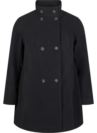 Zizzi Kort trenchcoat med a-form, Black, Packshot image number 0