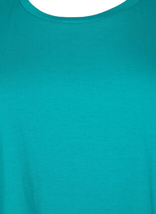 Zizzi Kortærmet t-shirt i bomuldsblanding, Teal Blue, Packshot image number 2