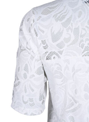 Zizzi Blondebluse med korte ærmer, Bright White, Packshot image number 3