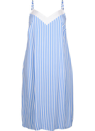 Zizzi FLASH - Stribet stropkjole i viskose, L. Blue White Stripe, Packshot image number 0