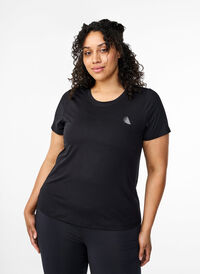 Slim fit trænings t-shirt med rund hals, Black, Model