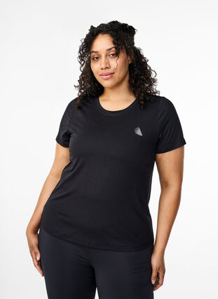 Zizzi Slim fit trænings t-shirt med rund hals, Black, Model image number 0