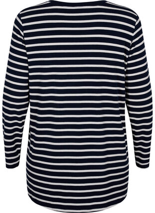 Zizzi Langærmet bluse med striber, Evening Blue Stripe, Packshot image number 1