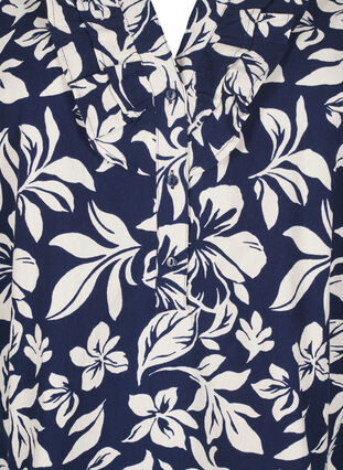 Zizzi 3/4 ærmet bluse i bomuld med print, Naval Academy Flower, Packshot image number 2