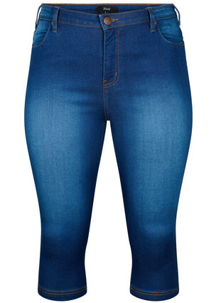 Zizzi Højtaljede Amy capri jeans med super slim fit, Blue Denim, Packshot image number 0